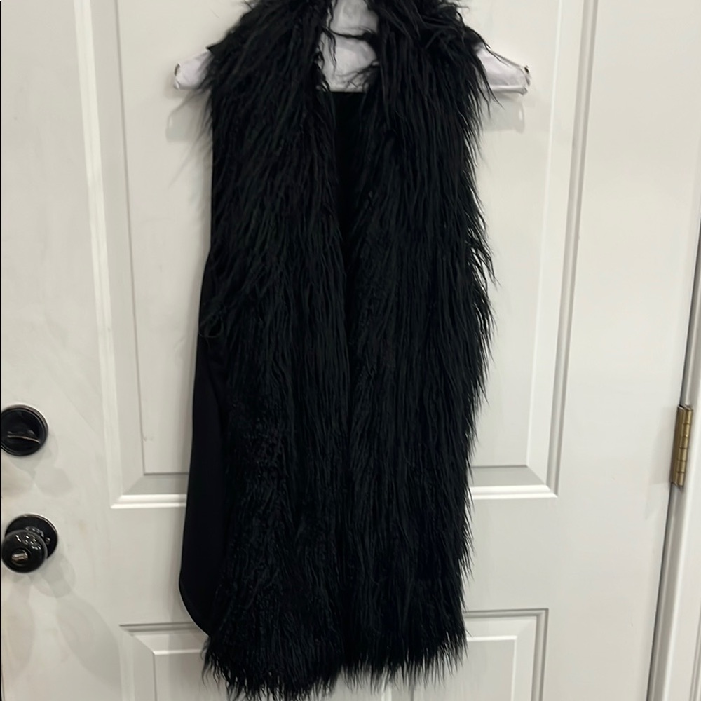 CAbi Black Faux Fur Vest